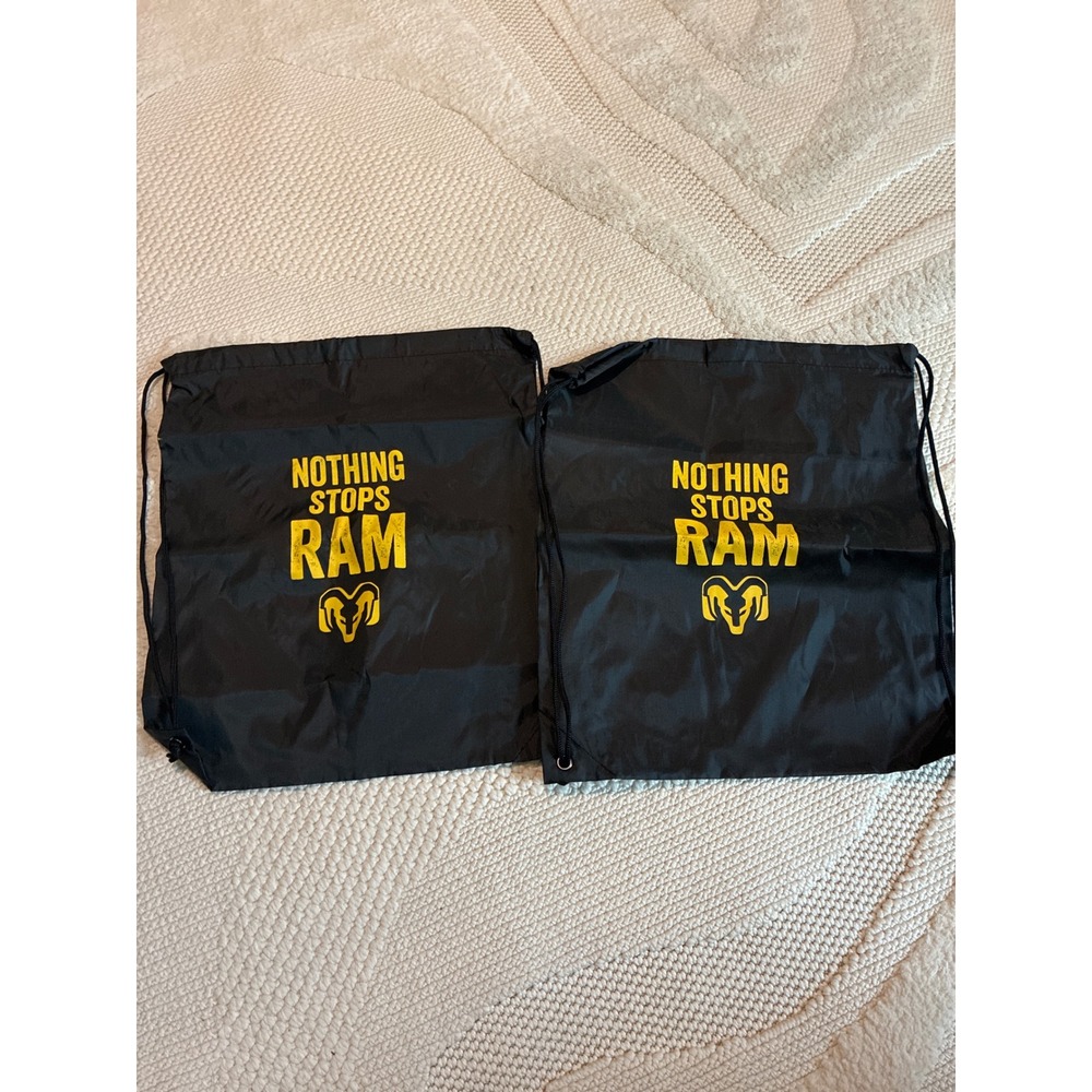Ram Trucks Nothing Stops‎ RAM Drawstring Cinch Bag Black Yellow 2 Pack Logo Sack